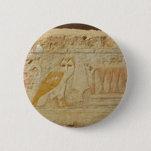Macaron Rond 5 Cm Détail du hiéroglyphe Owl, Hatshepsut Temple, Egyp