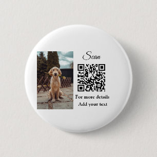 Macaron Rond 5 Cm Détails simples du nom de l'animal code QR ajouter
