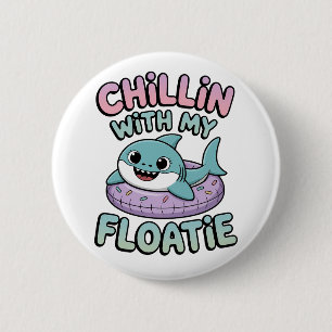 Macaron Rond 5 Cm Détente avec mon flotteur Bébé Requin Enfants