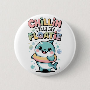 Macaron Rond 5 Cm Détente avec mon flotteur Bébé Requin Enfants