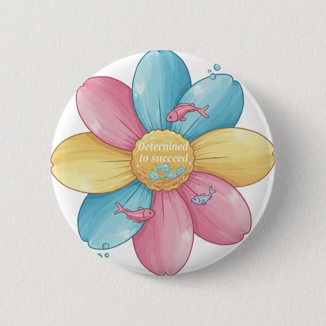 Macaron Rond 5 Cm "Déterminé à réussir" (Devant)