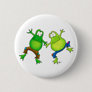Macaron Rond 5 Cm Deux amis sautants heureux de grenouille
