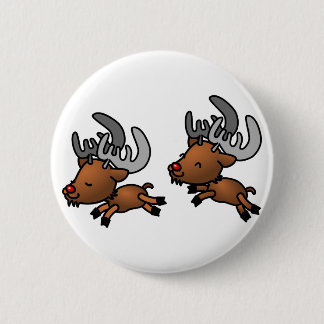 Macaron Rond 5 Cm Deux Beaux Renards/Caribou
