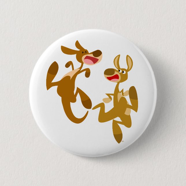 Macaron Rond 5 Cm Deux caricatures Bouncon Cute Kangaroos (Devant)