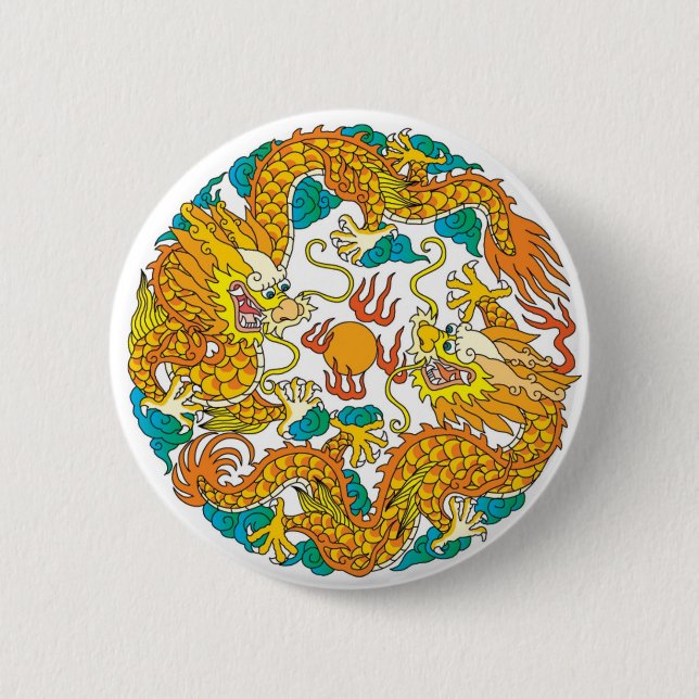 Macaron Rond 5 Cm Deux dragons (Devant)