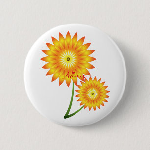 Macaron Rond 5 Cm Deux Plantes de tournesol Thunder_Cove