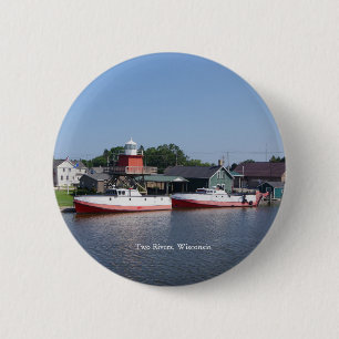 Macaron Rond 5 Cm Deux rivières, bouton Wisconsin