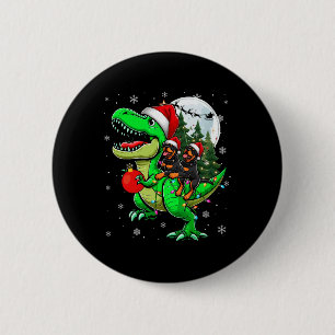 Macaron Rond 5 Cm Deux Rottweilers de Noël à cheval T-rex Reindeer L