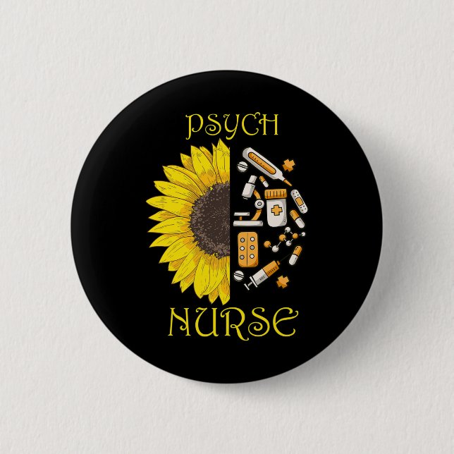 Macaron Rond 5 Cm Devenu Psychiainfirmière Psychiatrique Infirmière  (Devant)