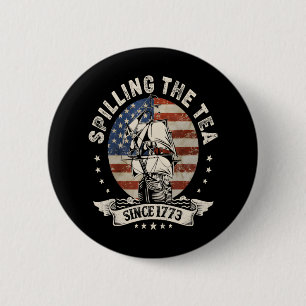 Macaron Rond 5 Cm Déverser Le Thé Depuis 1773 4 juillet patriotique