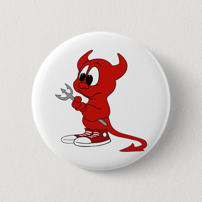 Macaron Rond 5 Cm Devil Red Demon Cartoon Satan Evil Hell Heure (Devant)