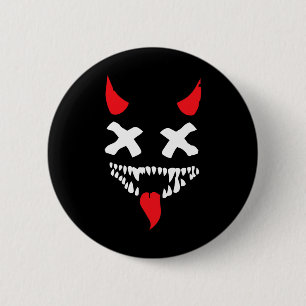 Macaron Rond 5 Cm Devil Visage Lazy Halloween Costume d'effroi Dépla