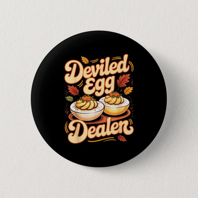 Macaron Rond 5 Cm Deviled Egg Er Funny Retro Thanksgiving Food Quote (Devant)