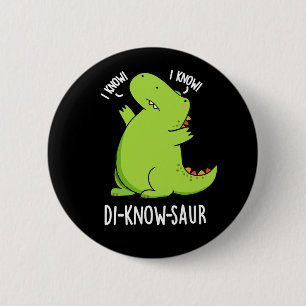 Macaron Rond 5 Cm Di-know-saur Dinosaur Dinosaure Pun Dark BG
