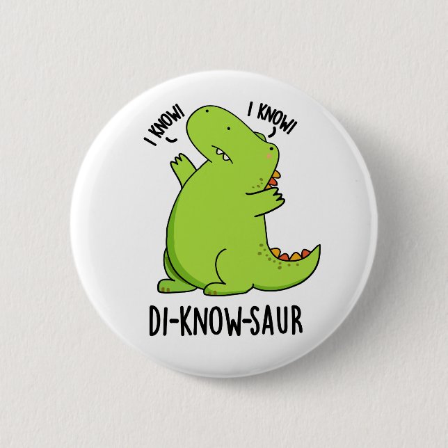 Macaron Rond 5 Cm Di-know-saur Funny Dinosaur Pun (Devant)