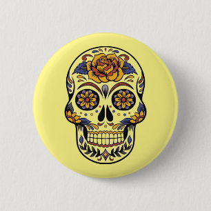 Macaron Rond 5 Cm Dia de los muertos — Bouton crâne de sucre