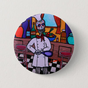 Macaron Rond 5 Cm Dia de los Muertos Chef