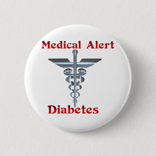 Macaron Rond 5 Cm Diabète Rod argenté vigilant Médicale et serpen