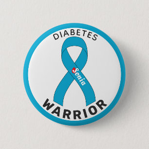 Macaron Rond 5 Cm Diabetes Warrior Ribbon White Button