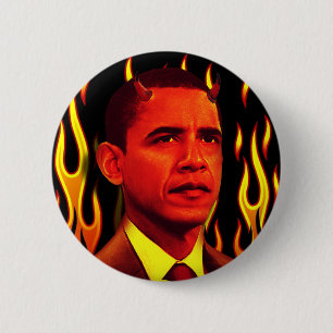 Macaron Rond 5 Cm Diable rouge Barack Obama l'antichriste