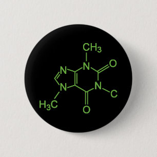 Macaron Rond 5 Cm Diagramme chimique de la molécule de caféine