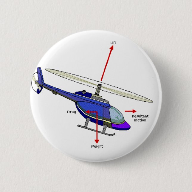 Macaron Rond 5 Cm Diagramme de vol d'hélicoptère (Devant)