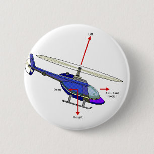 Macaron Rond 5 Cm Diagramme de vol d'hélicoptère