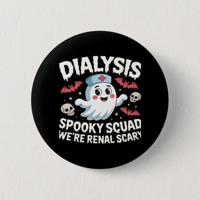 Macaron Rond 5 Cm Dialyse Éffrayante Squad Renal Halloween Néphrolog (Devant)