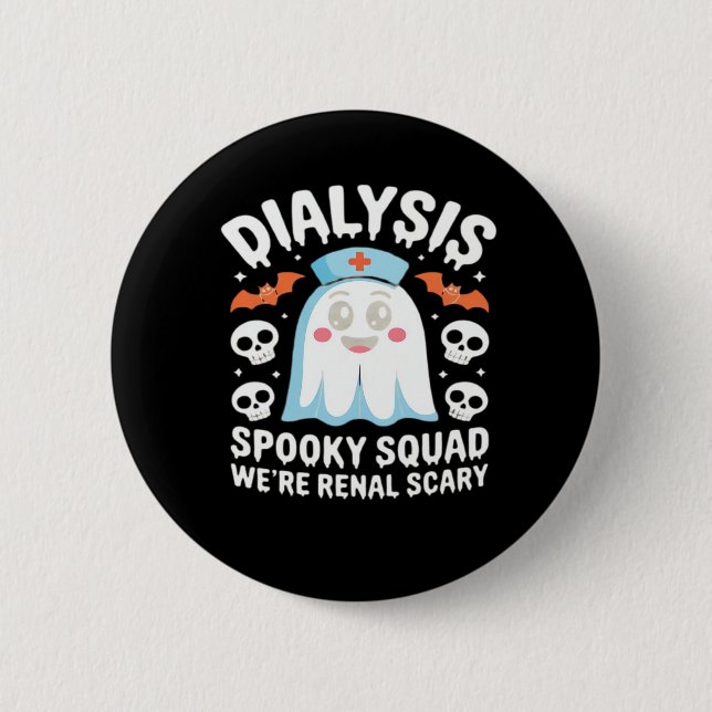 Macaron Rond 5 Cm Dialyse Néphrologie Infirmière Cute Halloween Éffr (Devant)