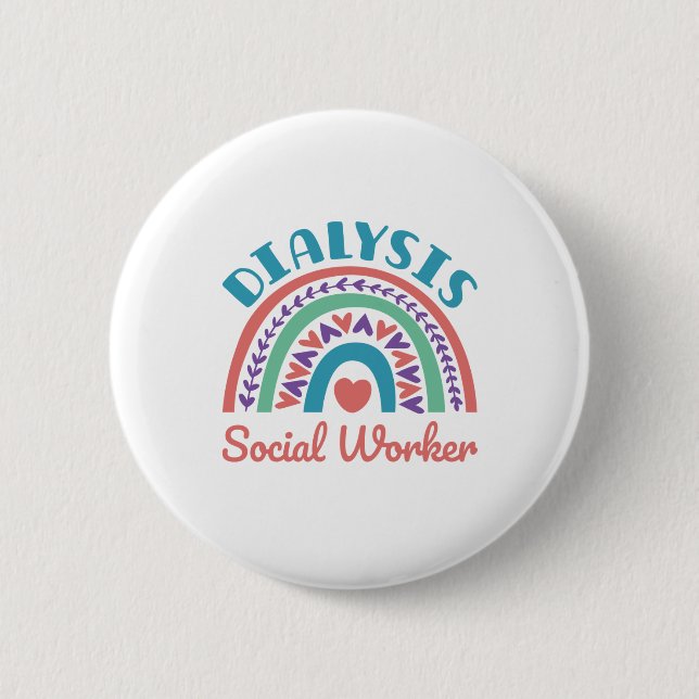 Macaron Rond 5 Cm Dialyse Social Worker LCSW Renal Rainbow (Devant)