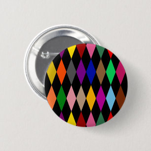 Macaron Rond 5 Cm Diamants Harlequin Colorés Design Noir