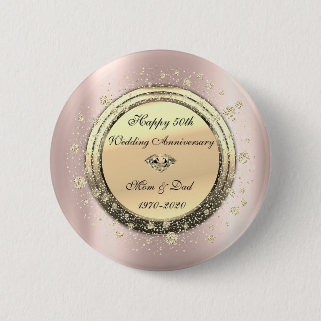Macaron Rond 5 Cm Diamond Confetti Rose Gold50eAnniversaire de maria (Devant)
