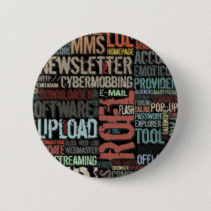 Macaron Rond 5 Cm Dictionnaire informatique en bouton de couleurs