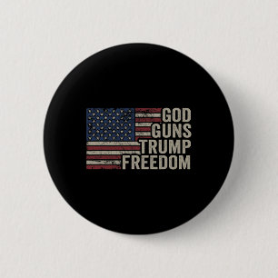 Macaron Rond 5 Cm Dieu Armes Trump Liberté - Drapeau USA Pro Arme Dr