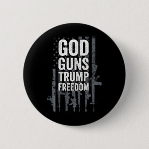 Macaron Rond 5 Cm Dieu Armes Trump Liberté - Drôle Pro Arme Drapeau