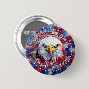 Macaron Rond 5 Cm Dieu bénisse l'Amérique Terre que j'aime Red Eagle