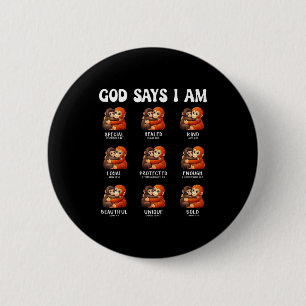 Macaron Rond 5 Cm Dieu dit affirmations chrétiennes singe mignon