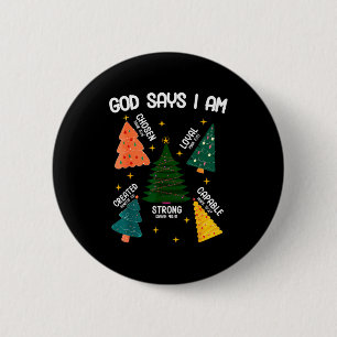 Macaron Rond 5 Cm Dieu dit que je suis amateur d'arbre de Noël Homme