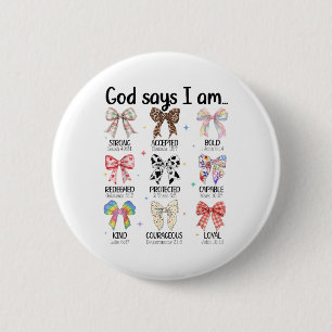Macaron Rond 5 Cm Dieu Dit Que Je Suis Coquette Bow Religieux Christ