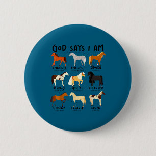 Macaron Rond 5 Cm Dieu dit que je suis des chevaux femmes chrétienne