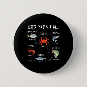 Macaron Rond 5 Cm Dieu dit que je suis pêcheur Verset biblique chrét
