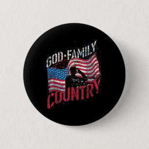 Macaron Rond 5 Cm Dieu Famille Pays Soldat Us Drapeau American Memor