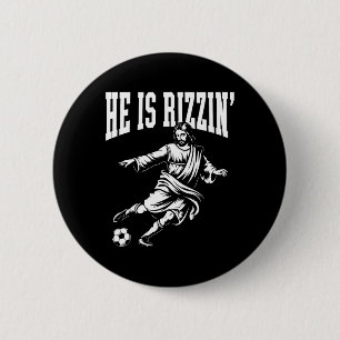 Macaron Rond 5 Cm Dieu mème drôle Noël chrétien Il est Rizzin Je