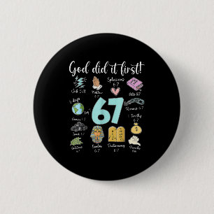 Macaron Rond 5 Cm Dieu Vintage l'a fait en premier 67 Six Sept Mème