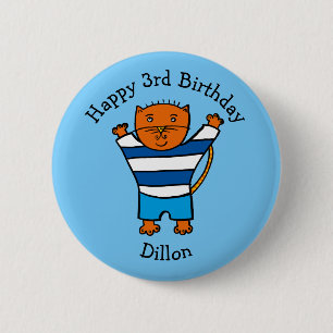 Macaron Rond 5 Cm Dillon le chat personnalisé Joyeux Anniversaire