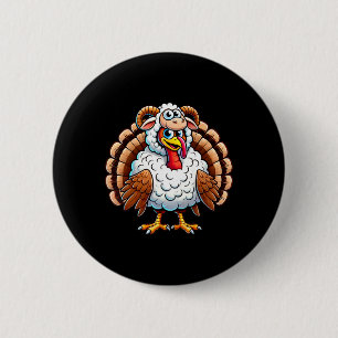 Macaron Rond 5 Cm Dinde de Thanksgiving déguisée en mouton Humour de