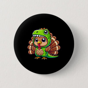 Macaron Rond 5 Cm Dinde de Thanksgiving en costume de T-rex Drôle de