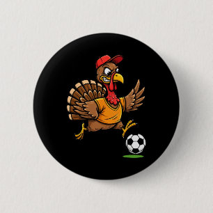 Macaron Rond 5 Cm Dinde de Thanksgiving jouant au football B