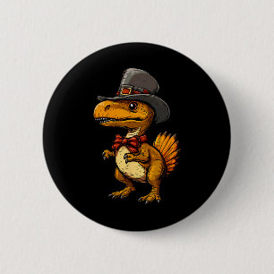 Macaron Rond 5 Cm Dinde drôle de dinosaure d'Action de grâce de dind