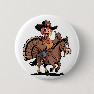 Macaron Rond 5 Cm Dindon chevauchant un cheval cowboy dindon de Than